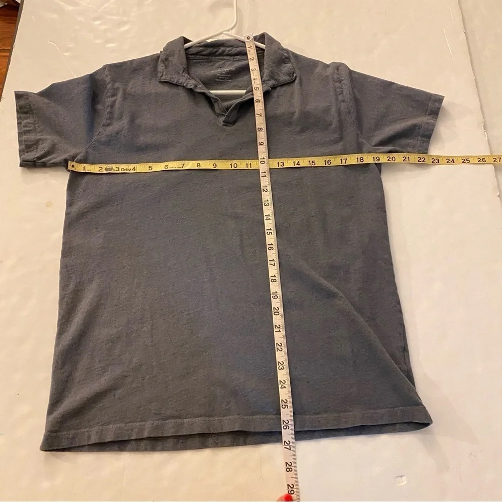 Emile Lafaurie Polo Shirt Mens Medium Grey Blue Short Sleeve Tshirt Tee V Neck - Picture 7 of 7